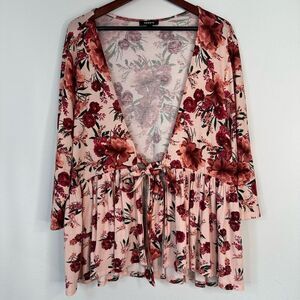 Torrid Feminine Floral Tie Front Babydoll Cardigan Womens 2X Boho Coquette